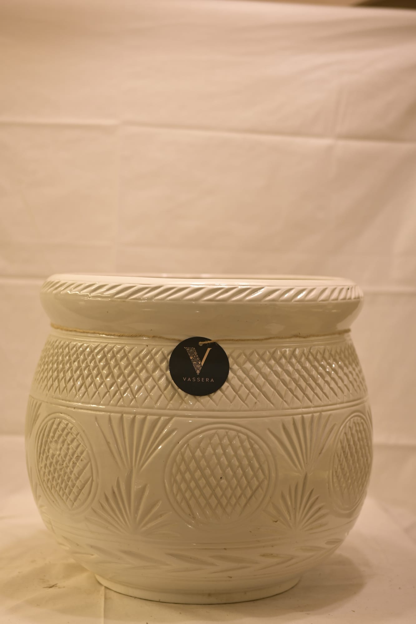 Ivory Heritage Medallion Ceramic Planter