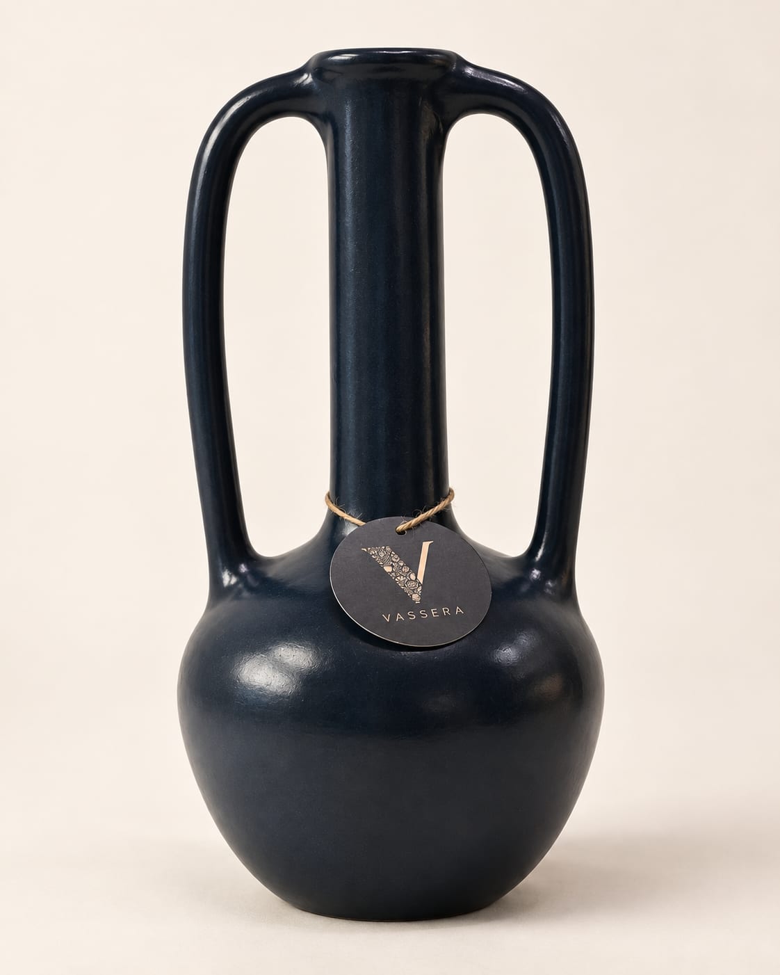 Noir Twin-Handle Sculptural Vase