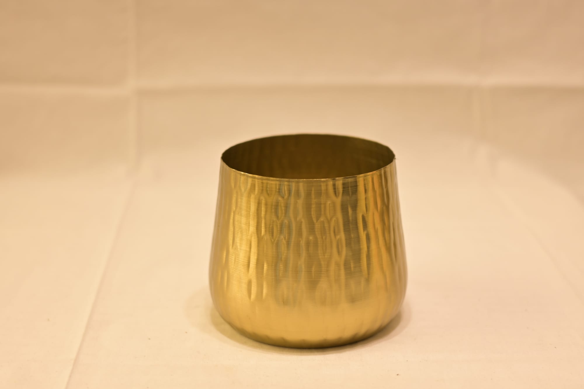 Golden Hammered Teardrop Planter