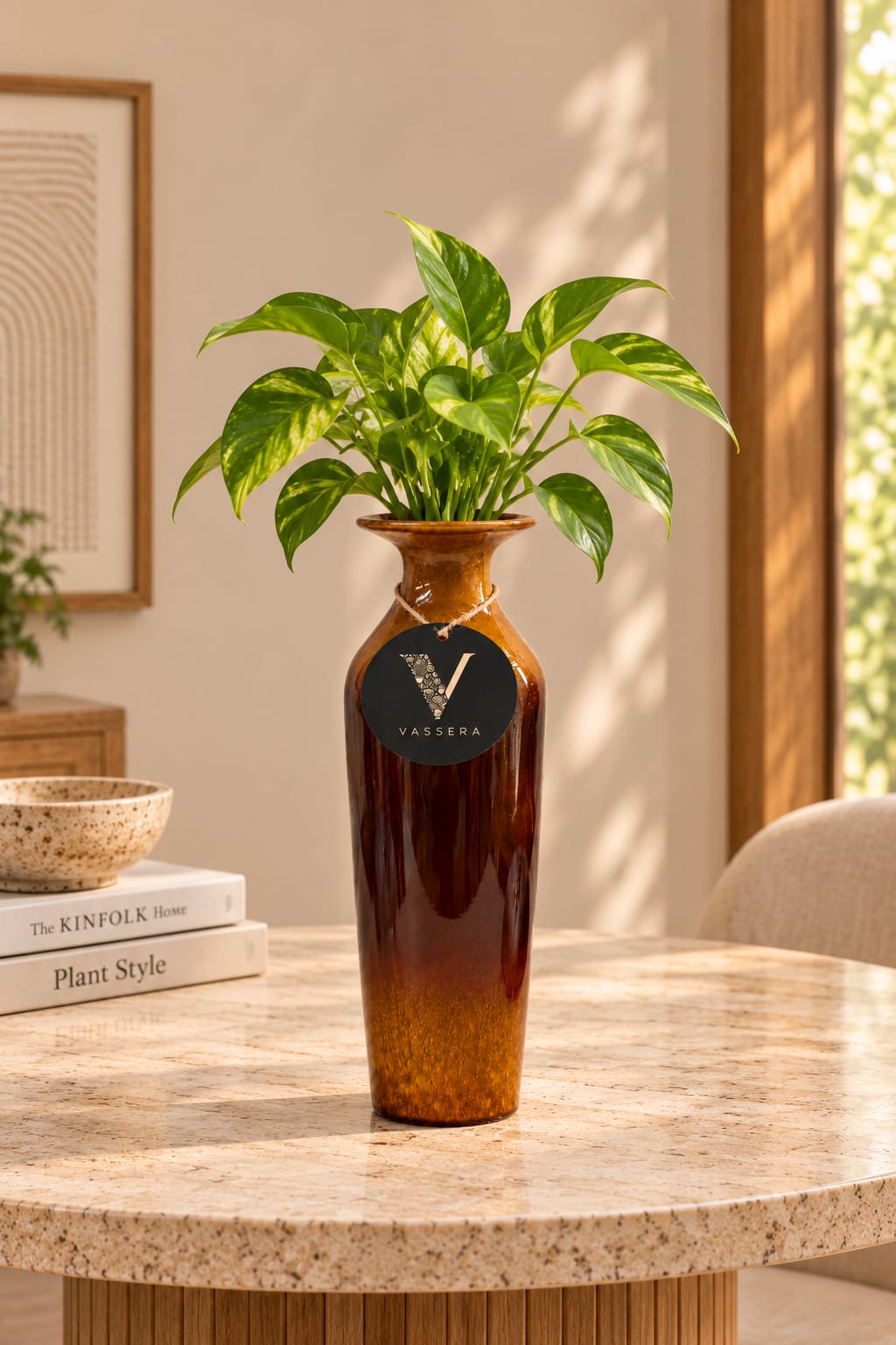 Amber Column Tall Glazed Ceramic Vase