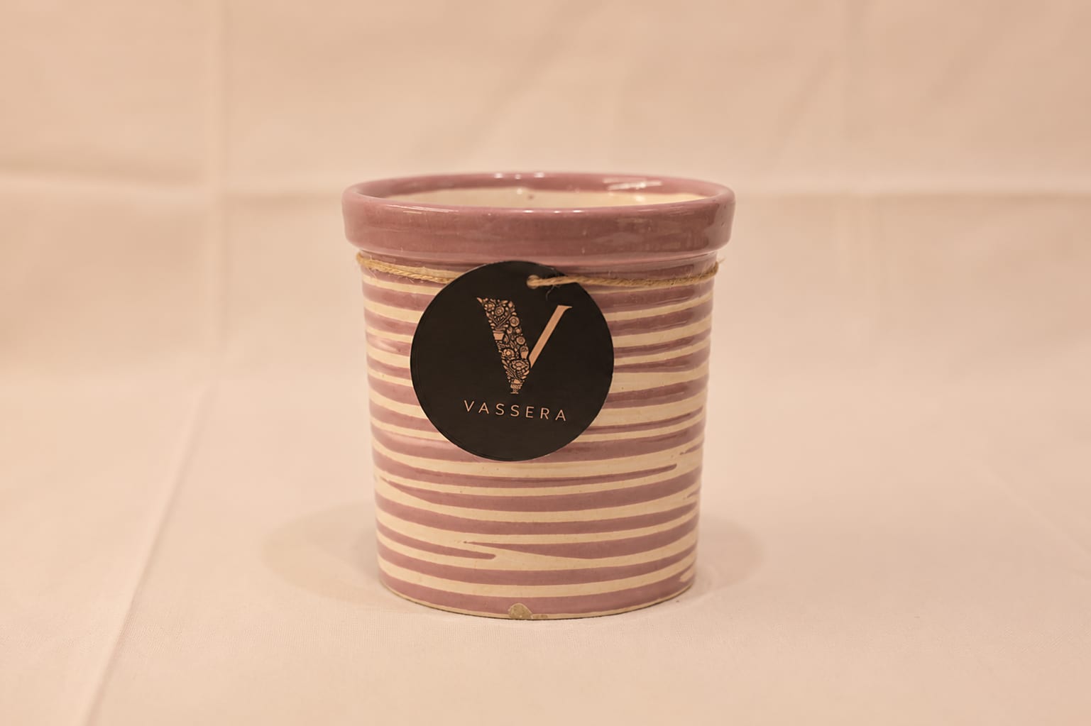 Mauve Stripe Ceramic Planter