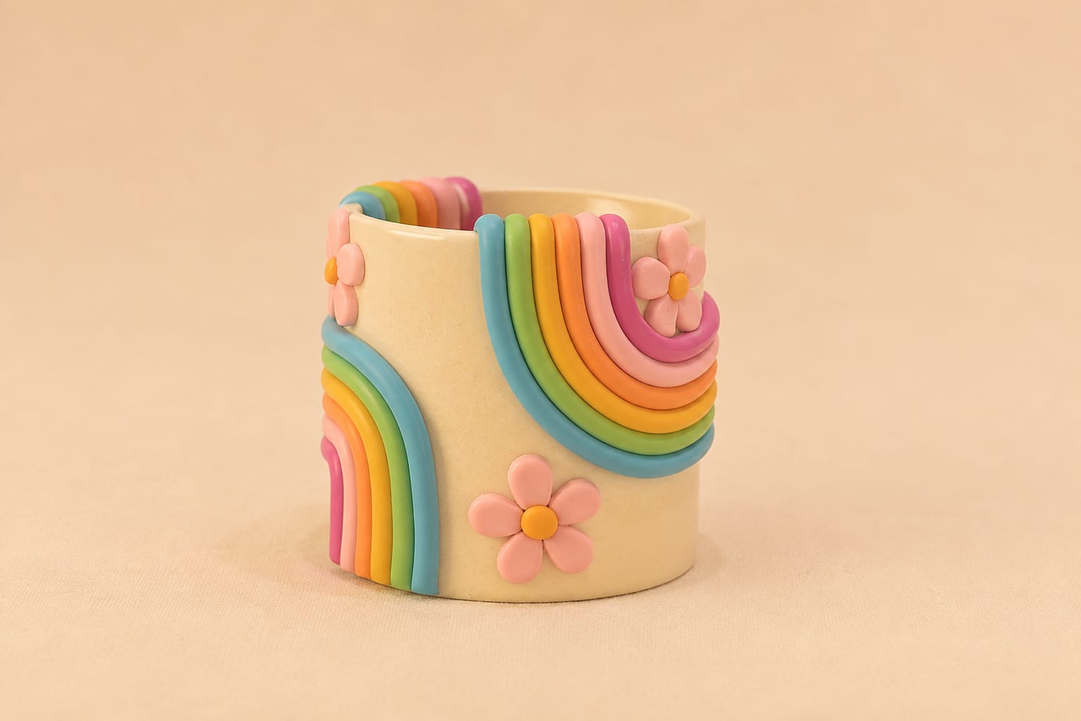 Rainbow Daisy Ceramic Cup