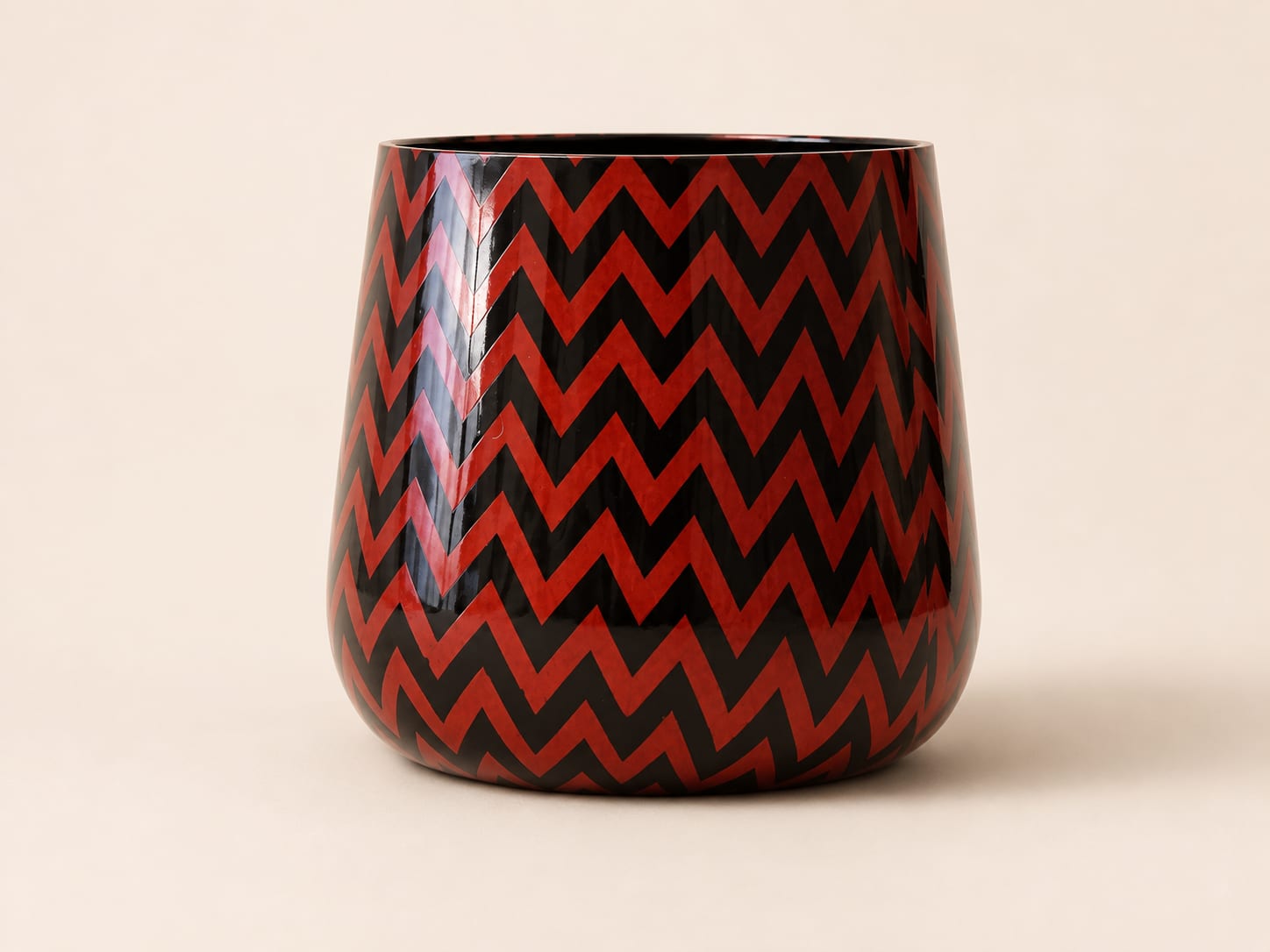 Crimson Chevron Ceramic Planter