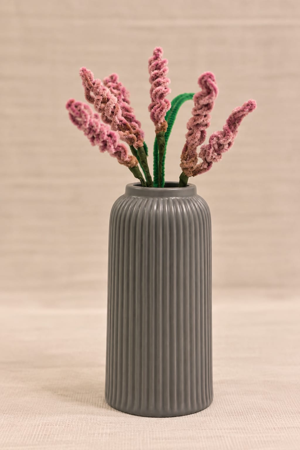 Slate Ribbed Ceramic Vase