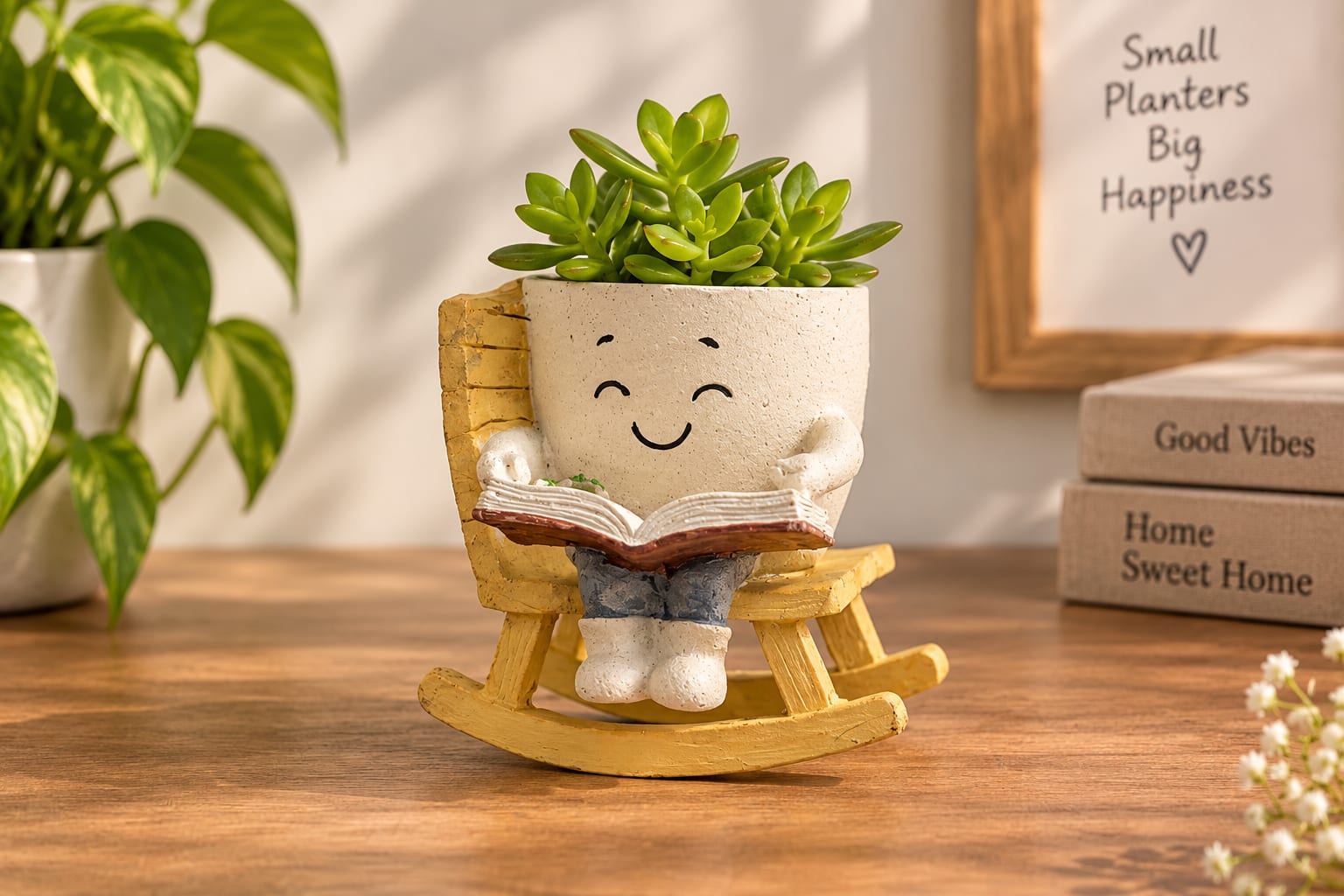 Cozy Reader Rocking Chair Planter