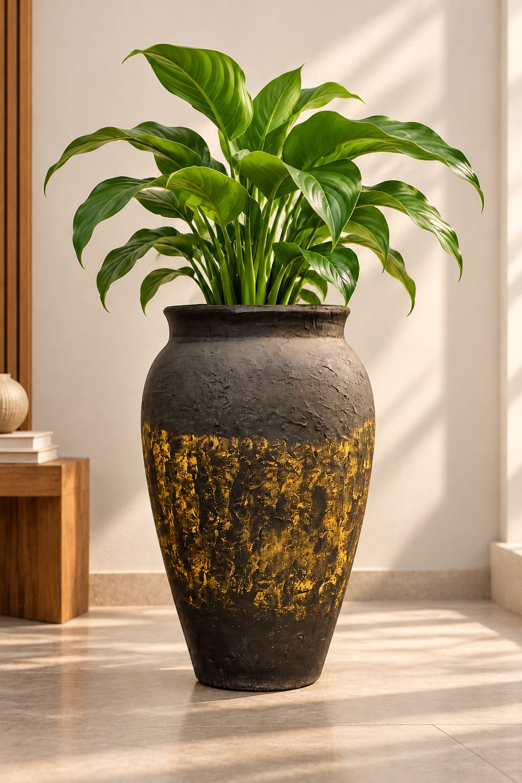 Aurelia Noir Textured Floor Planter