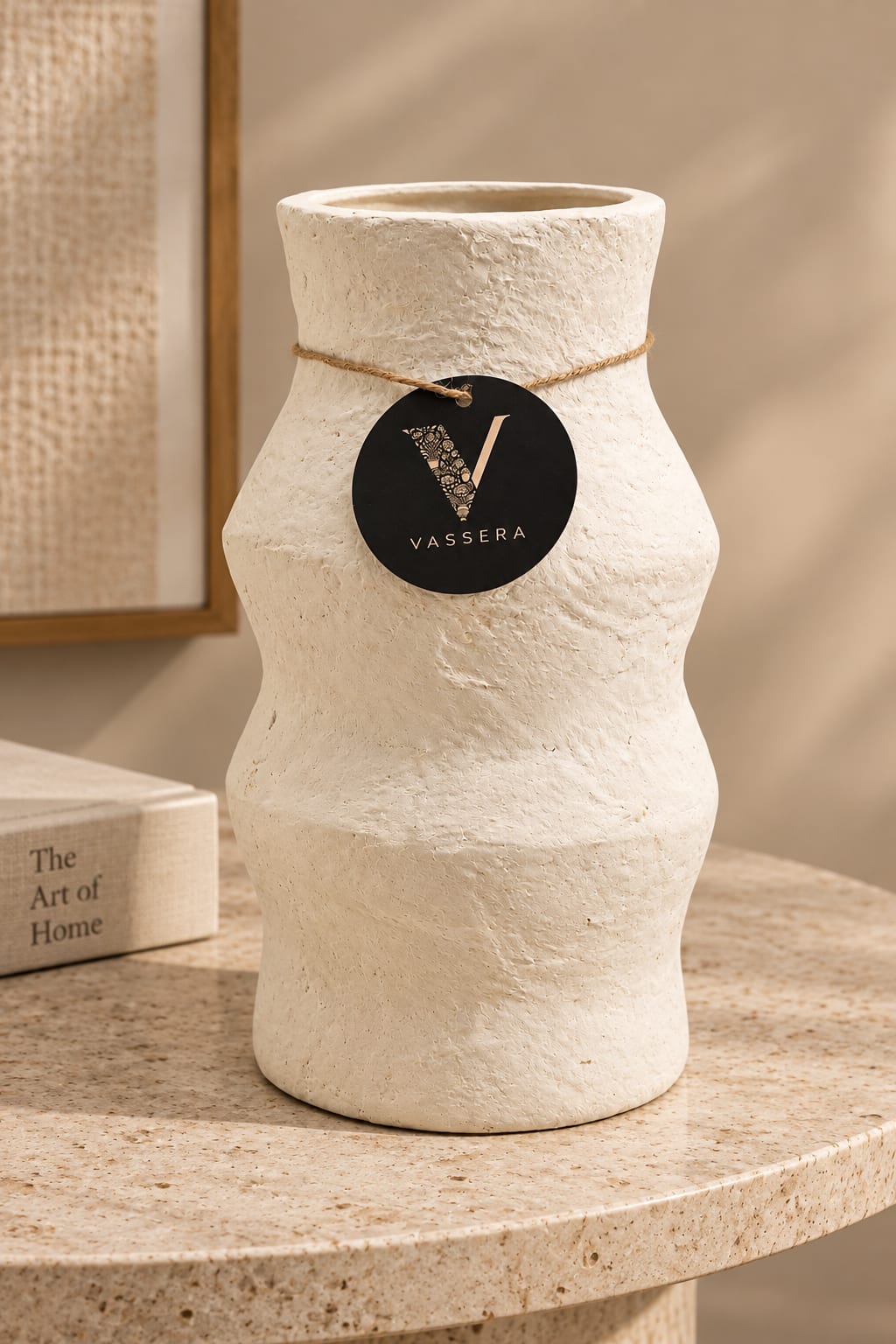 Ivory Wave Textured Ceramic Vase