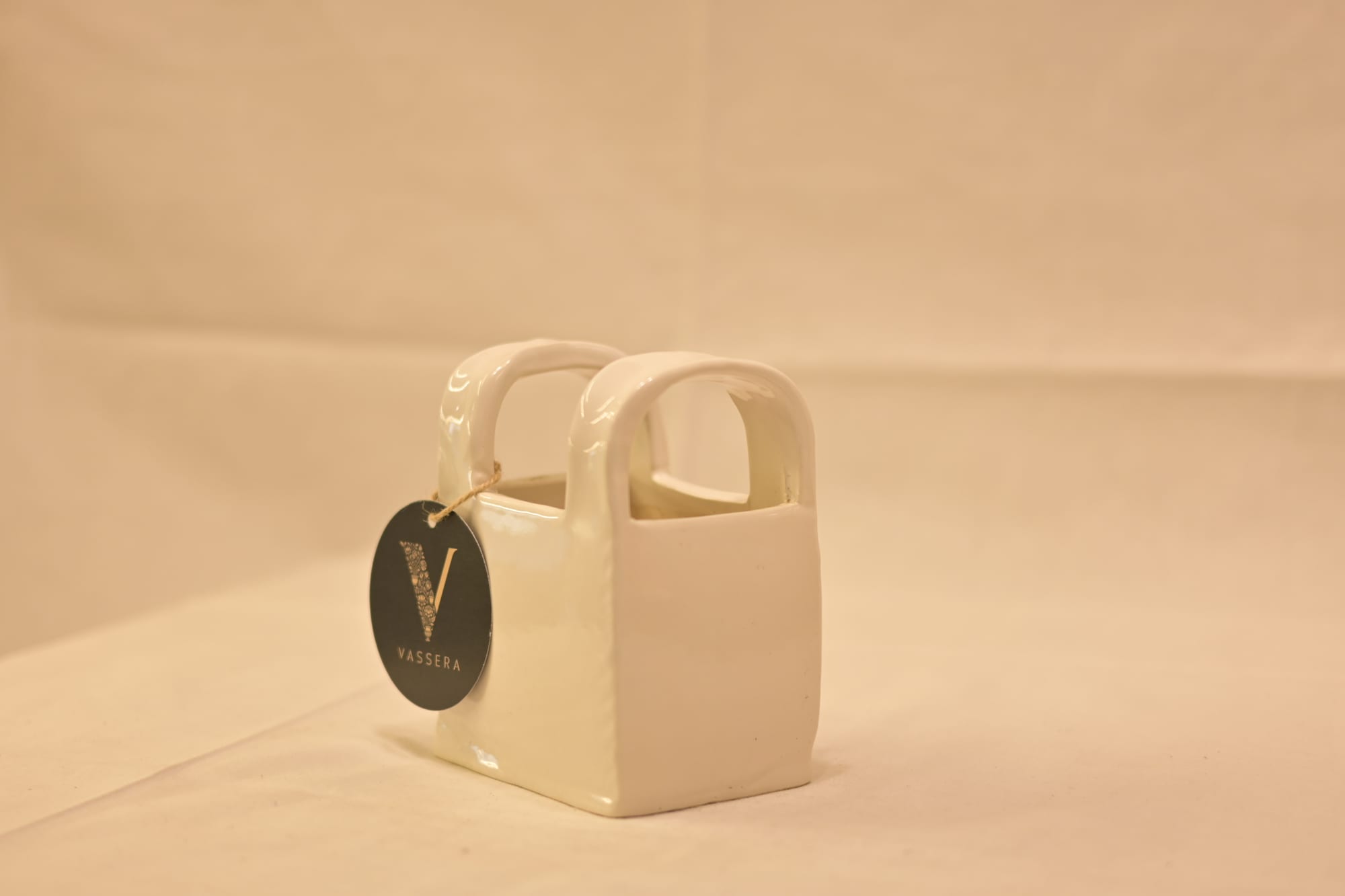 Minimalist Ivory Handbag Ceramic Planter