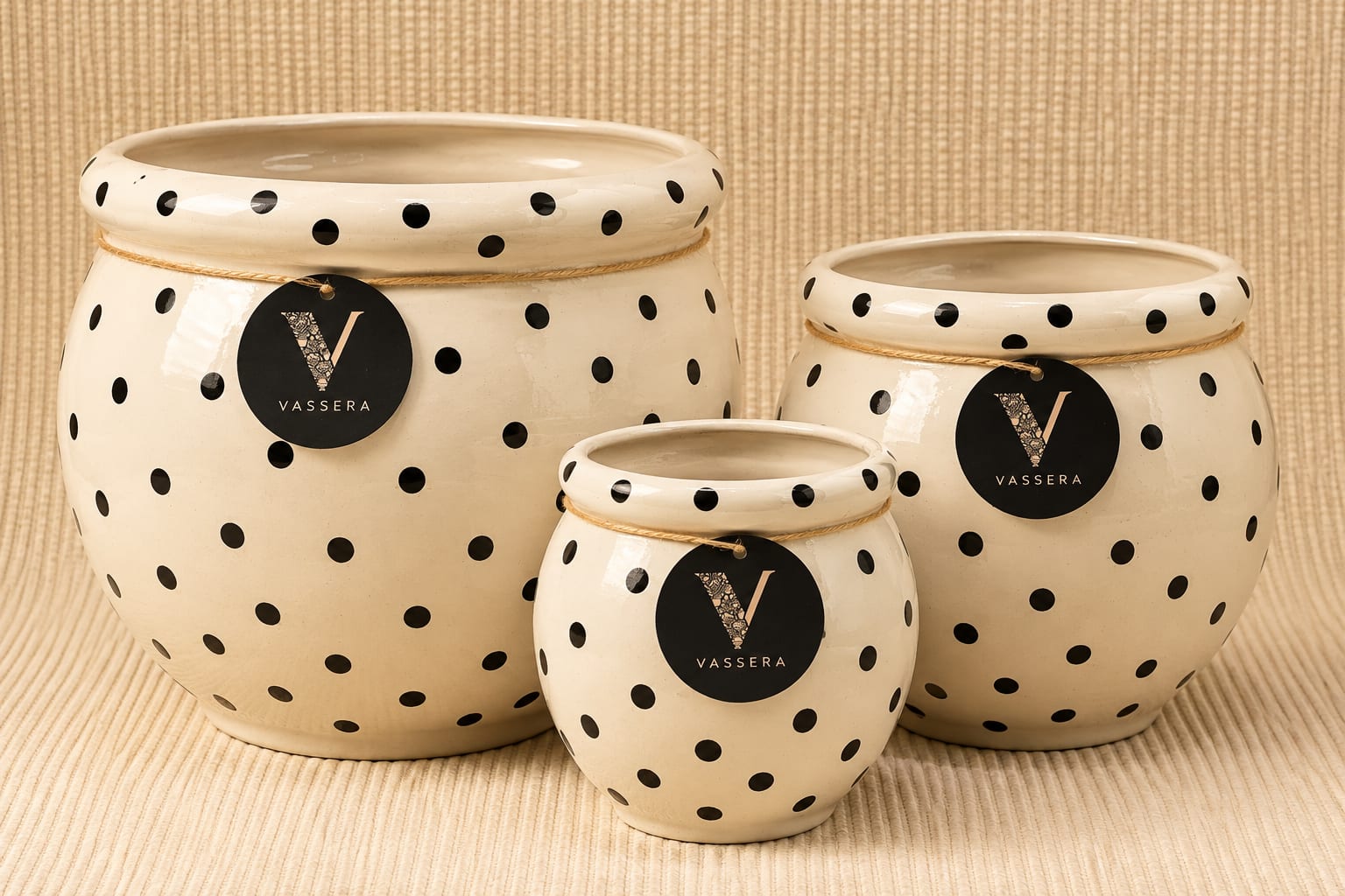 Monochrome Dot Ceramic Planter Trio