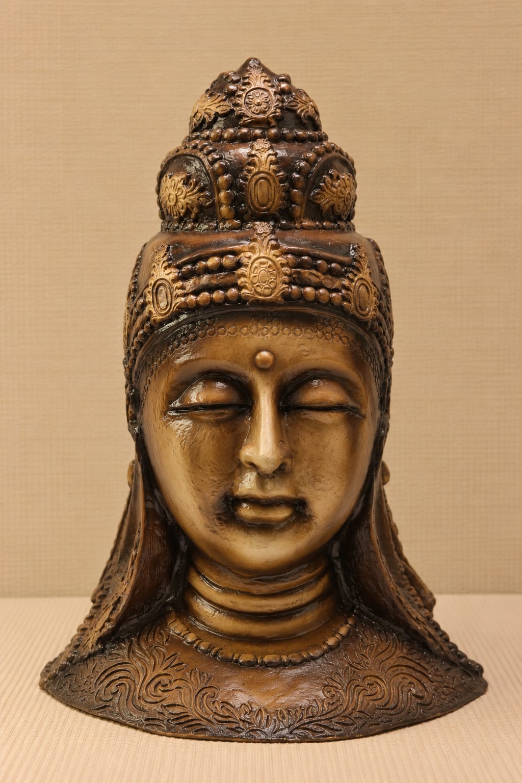 Antique Bronze Serenity Crown Bust