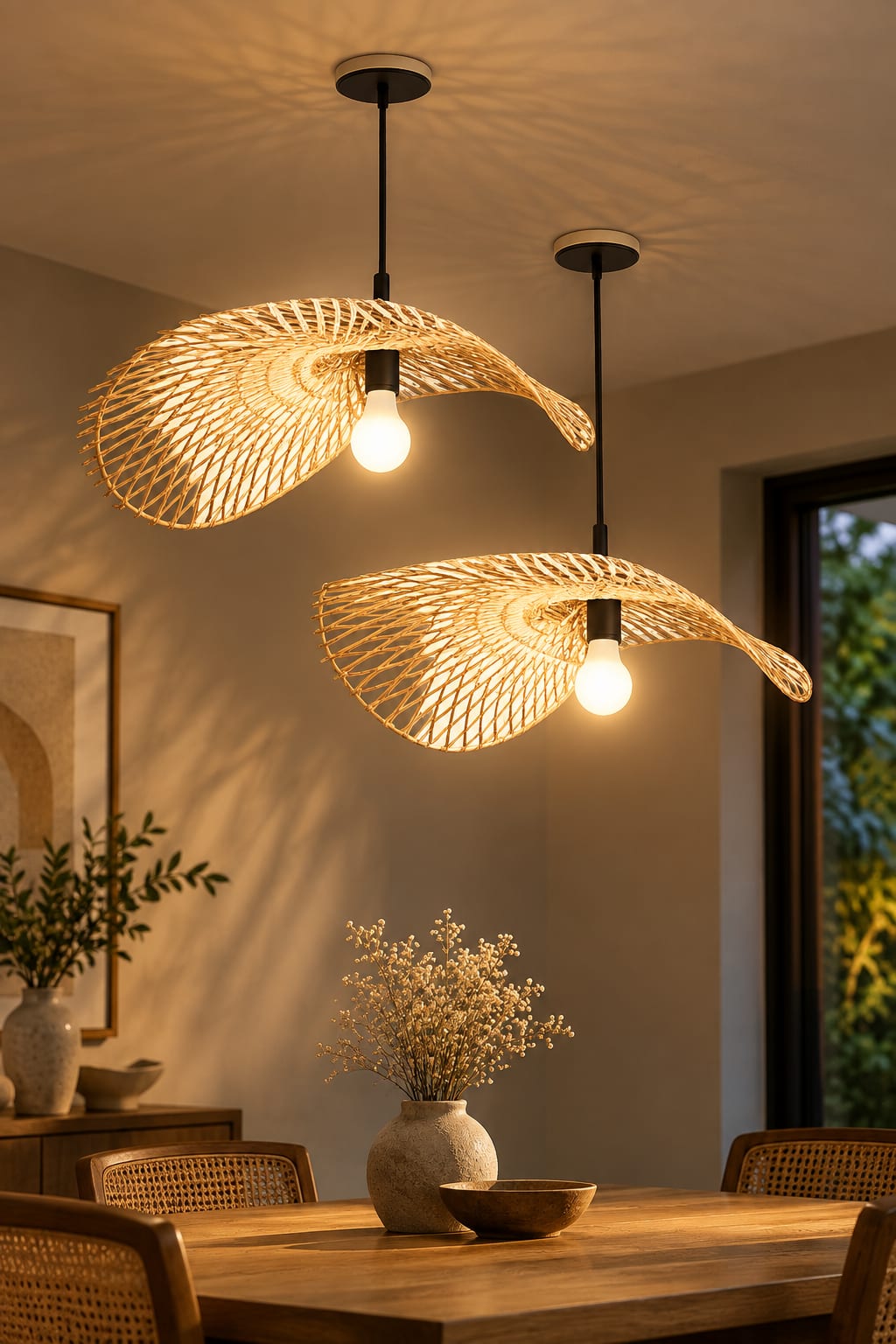 Solara Woven Leaf Pendant Light