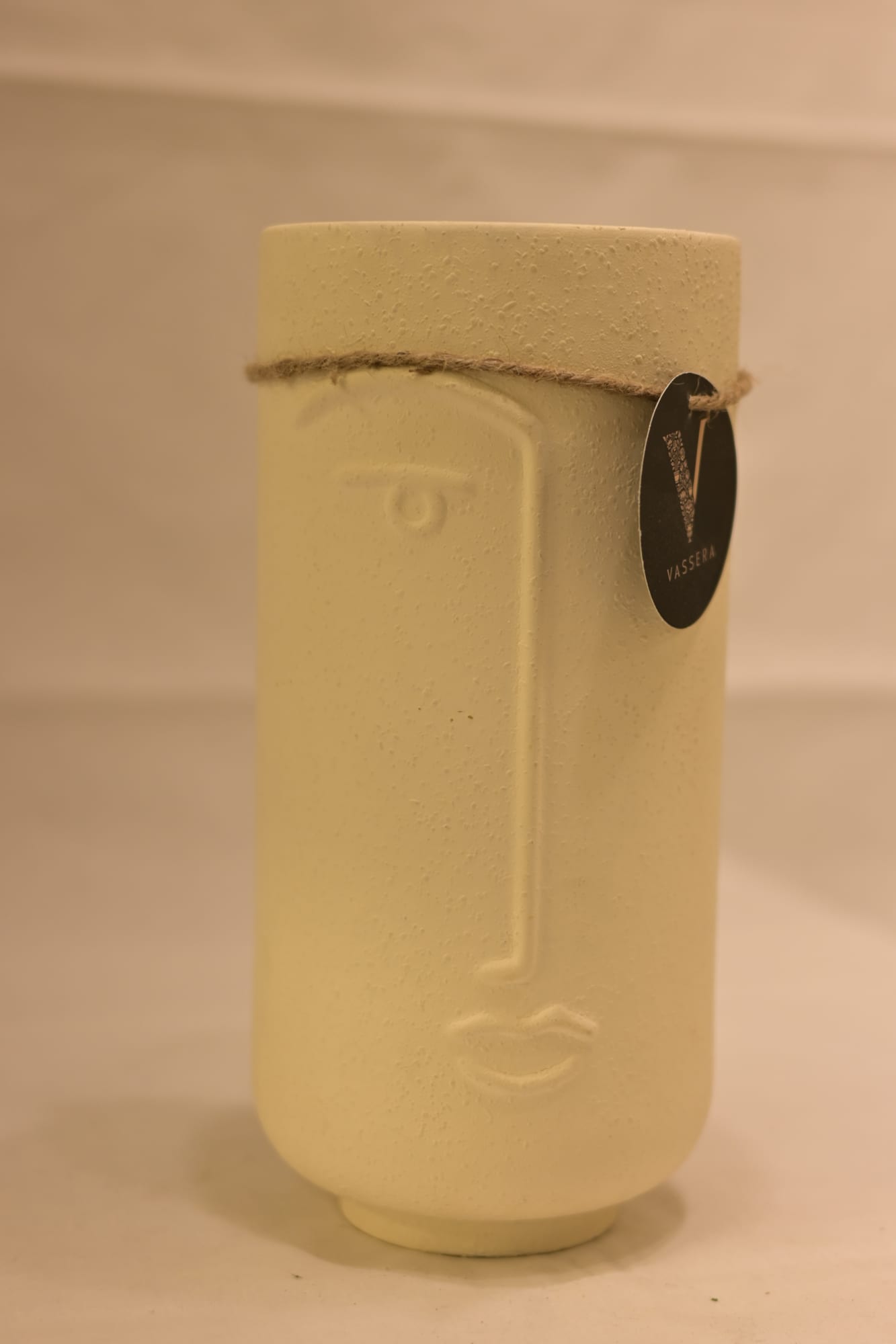 Serene Face Textured Ceramic Vase