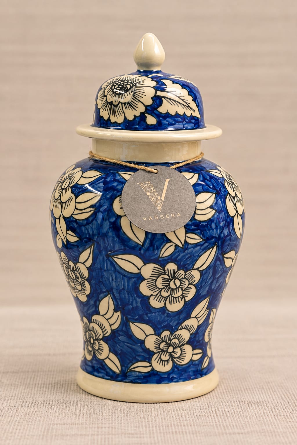 Indigo Bloom Ceramic Ginger Jar