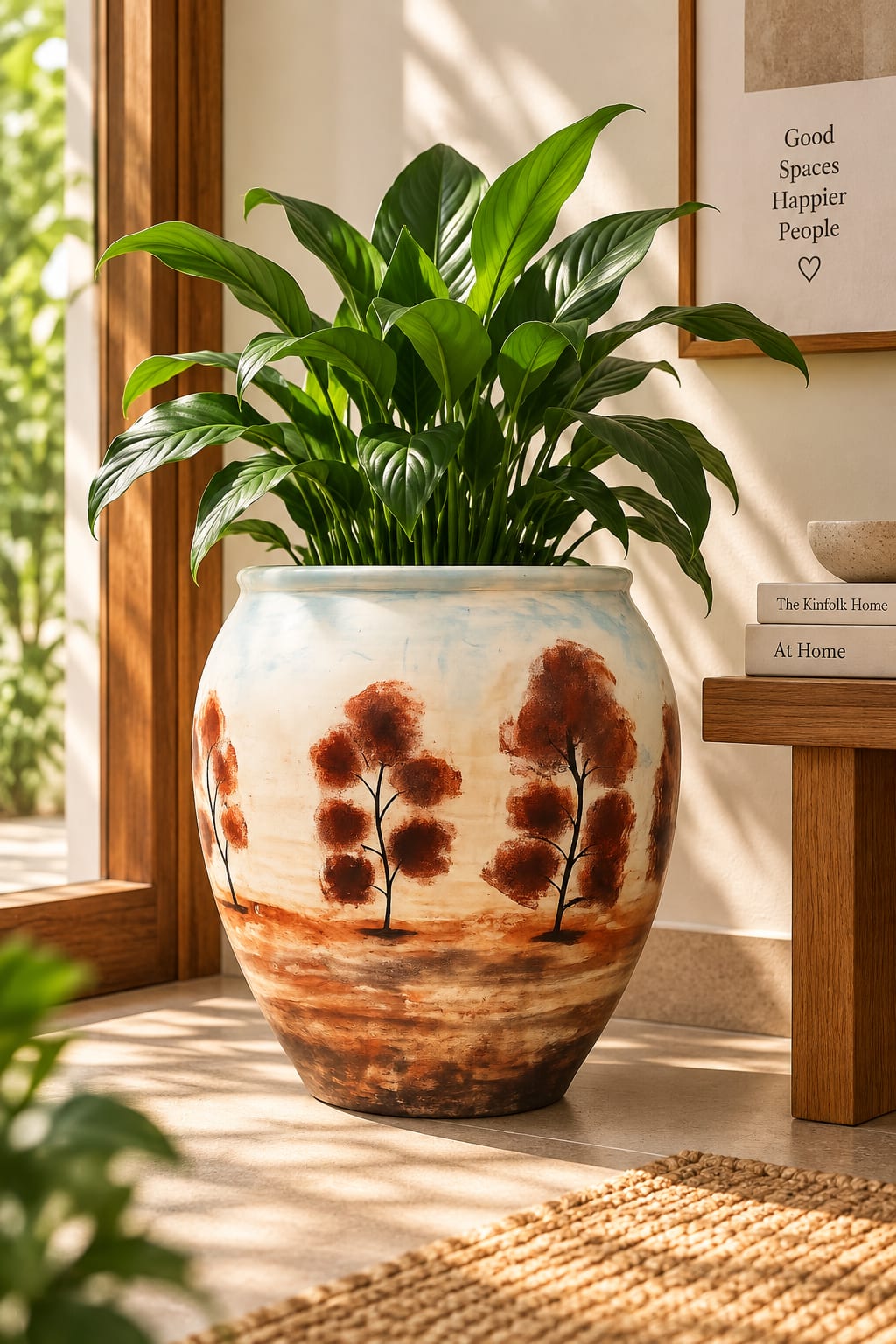 Autumn Grove Hand-Painted Floor Planter