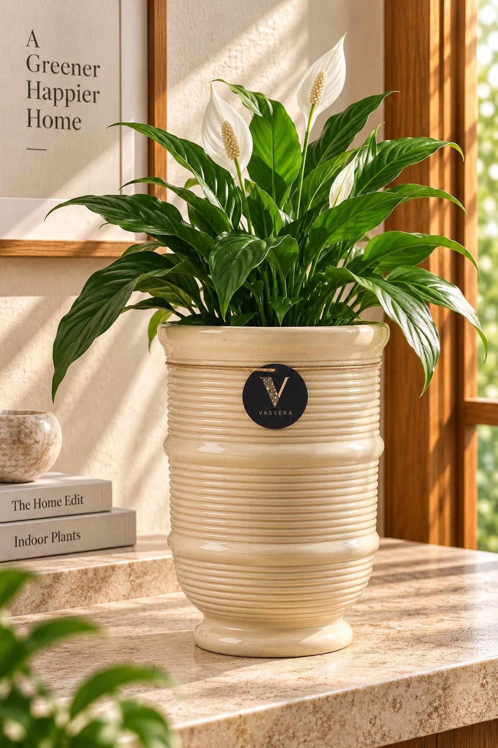 Ivory Cascade Ribbed Ceramic Planter