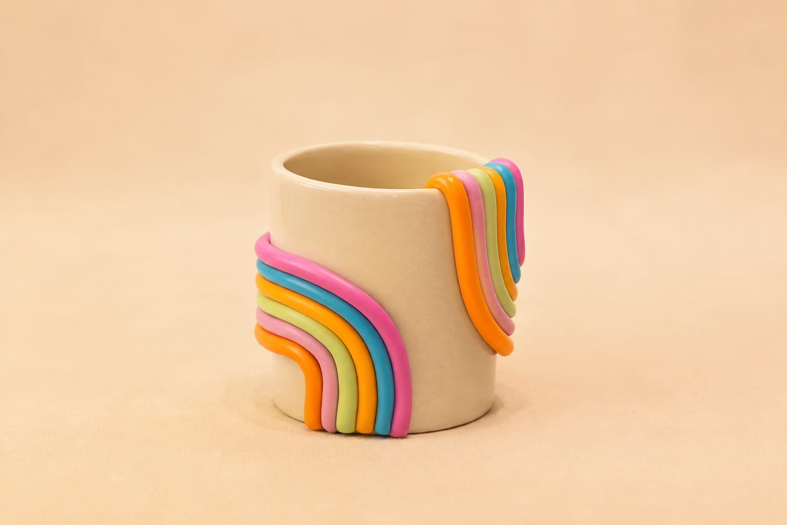 Rainbow Ribbon Ceramic Cup