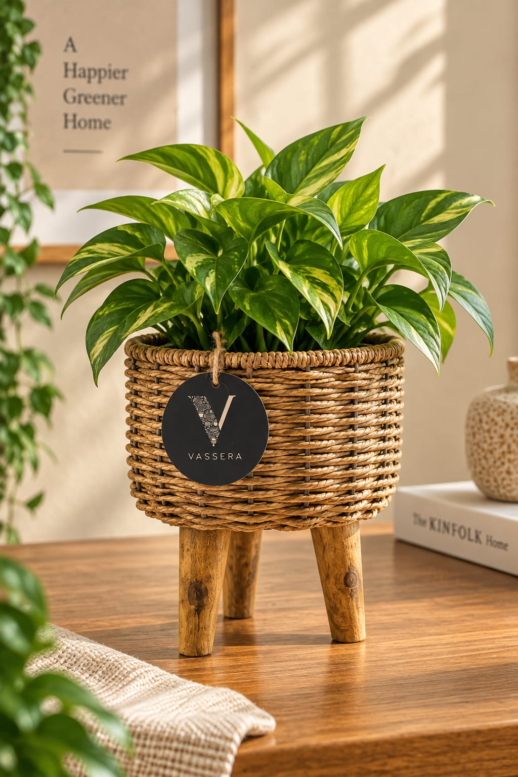 Terra Weave Wooden Leg Planter Trio