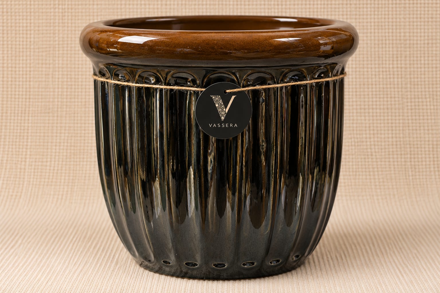Obsidian Heritage Fluted Ceramic Planter