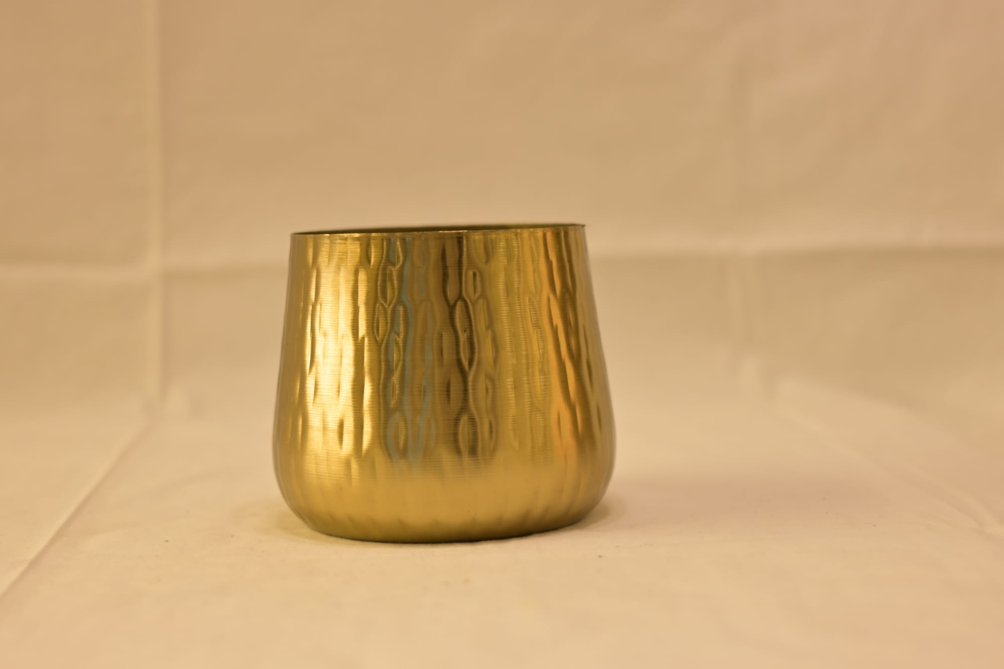 Golden Hammered Teardrop Planter