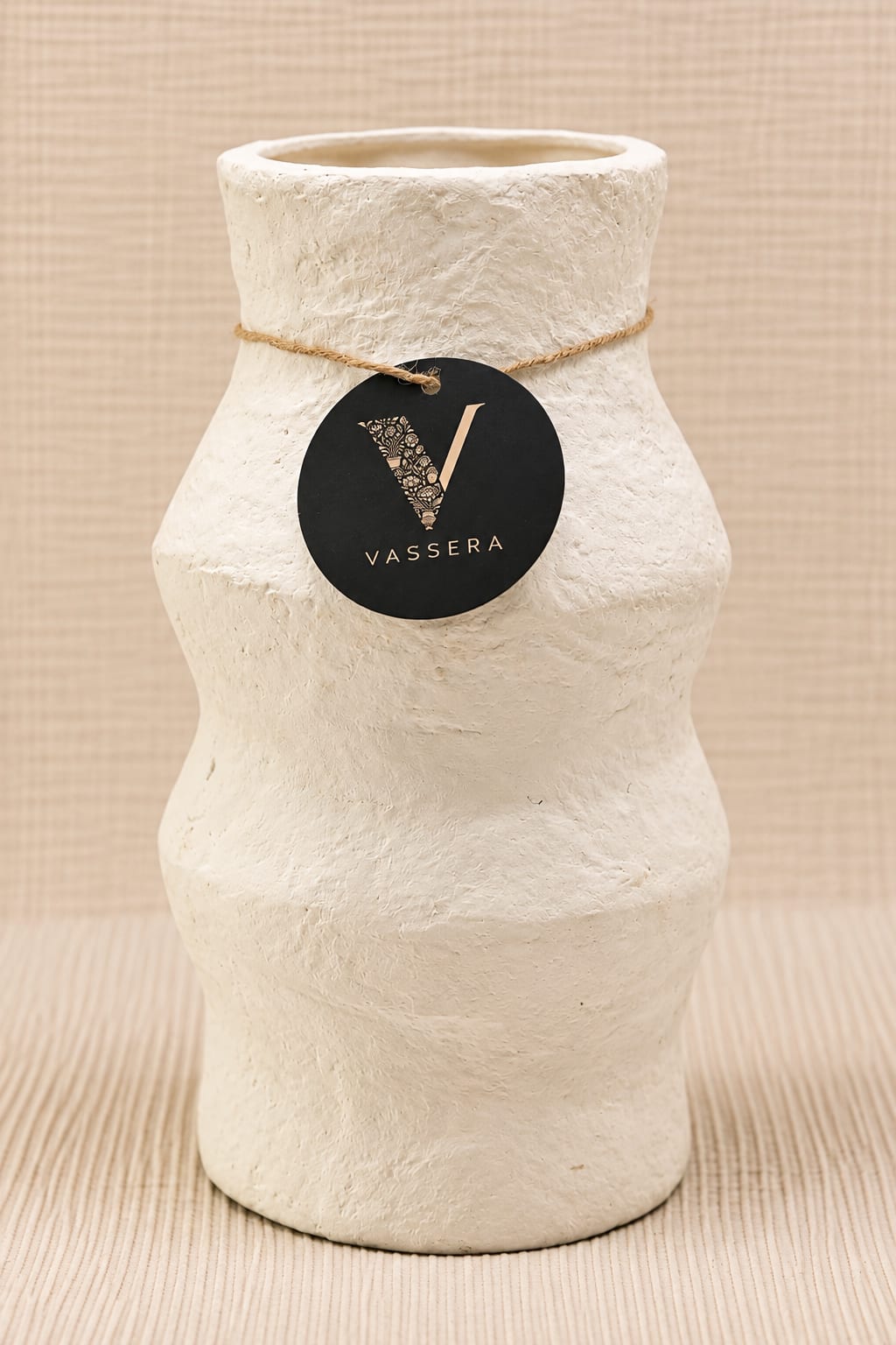 Ivory Wave Textured Ceramic Vase