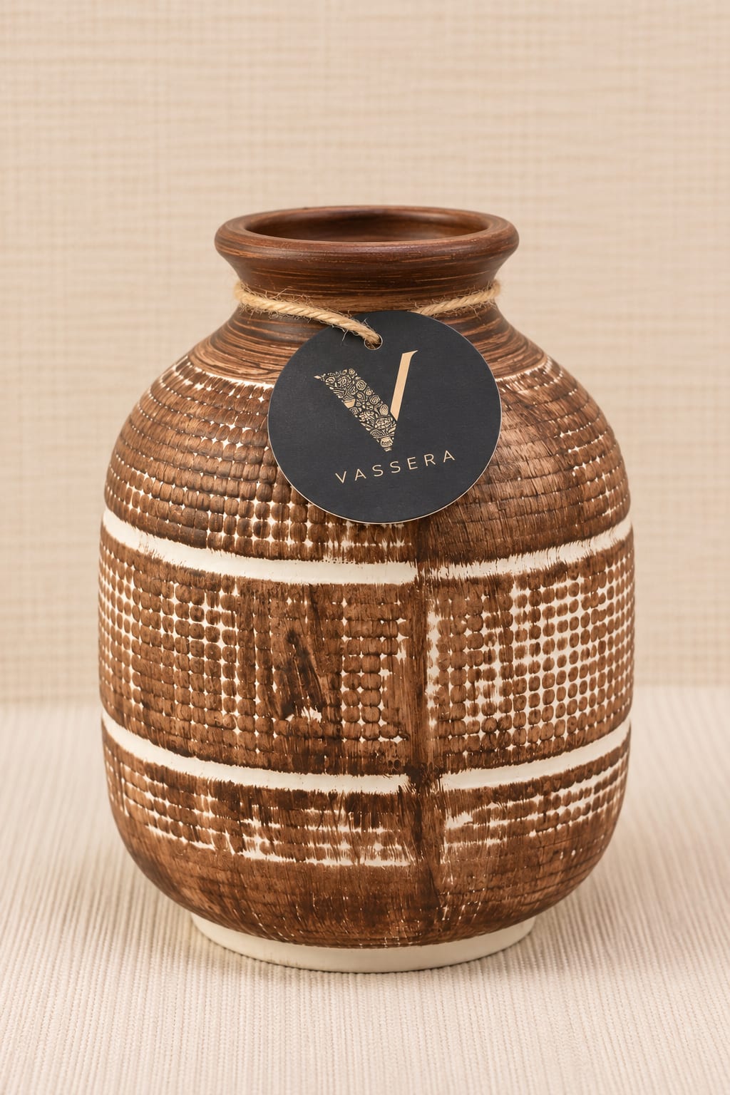 Terra Grid Artisan Ceramic Vase