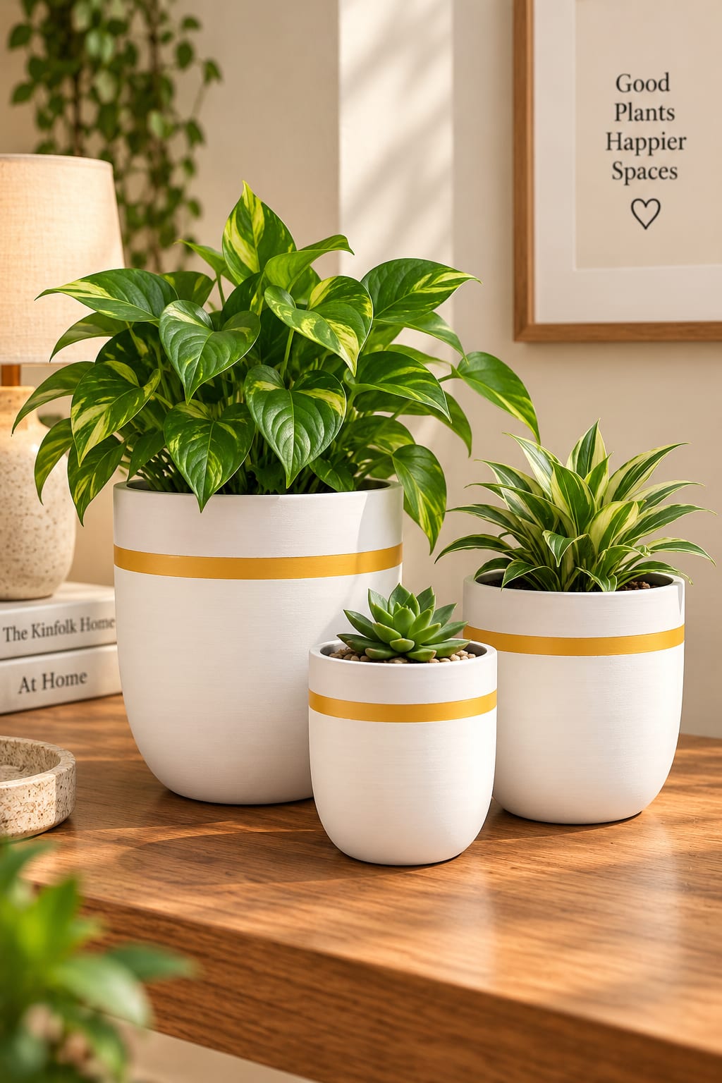 Ivory Halo Gold-Band Planter